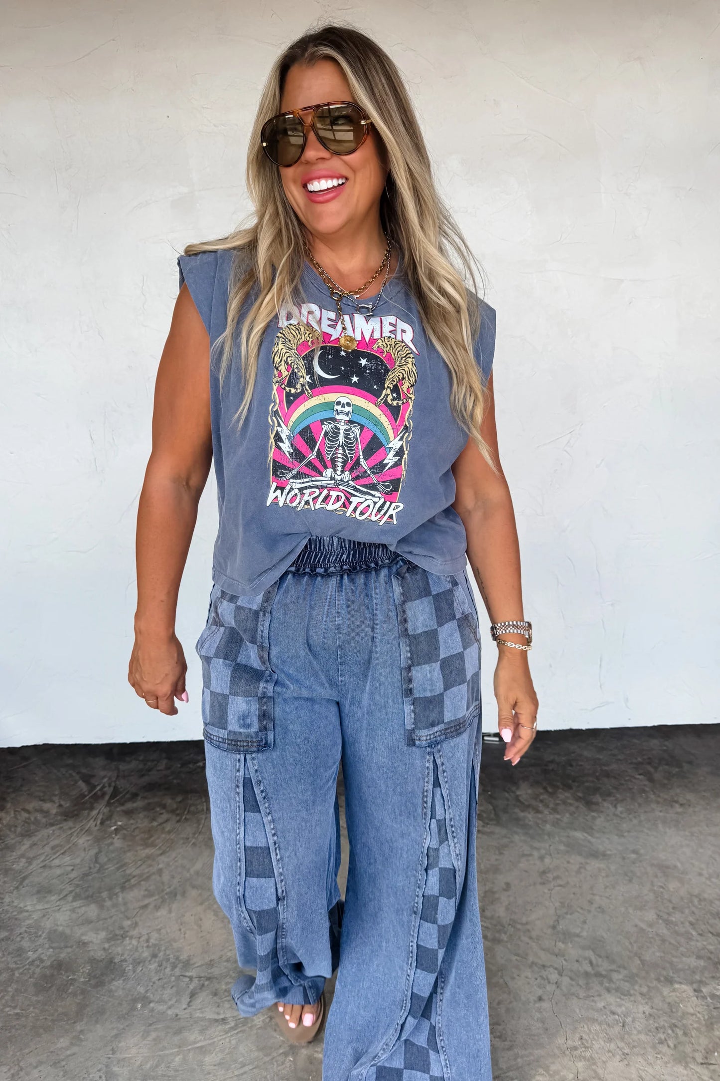 Pre Order: Groove on Checker Flare Pants