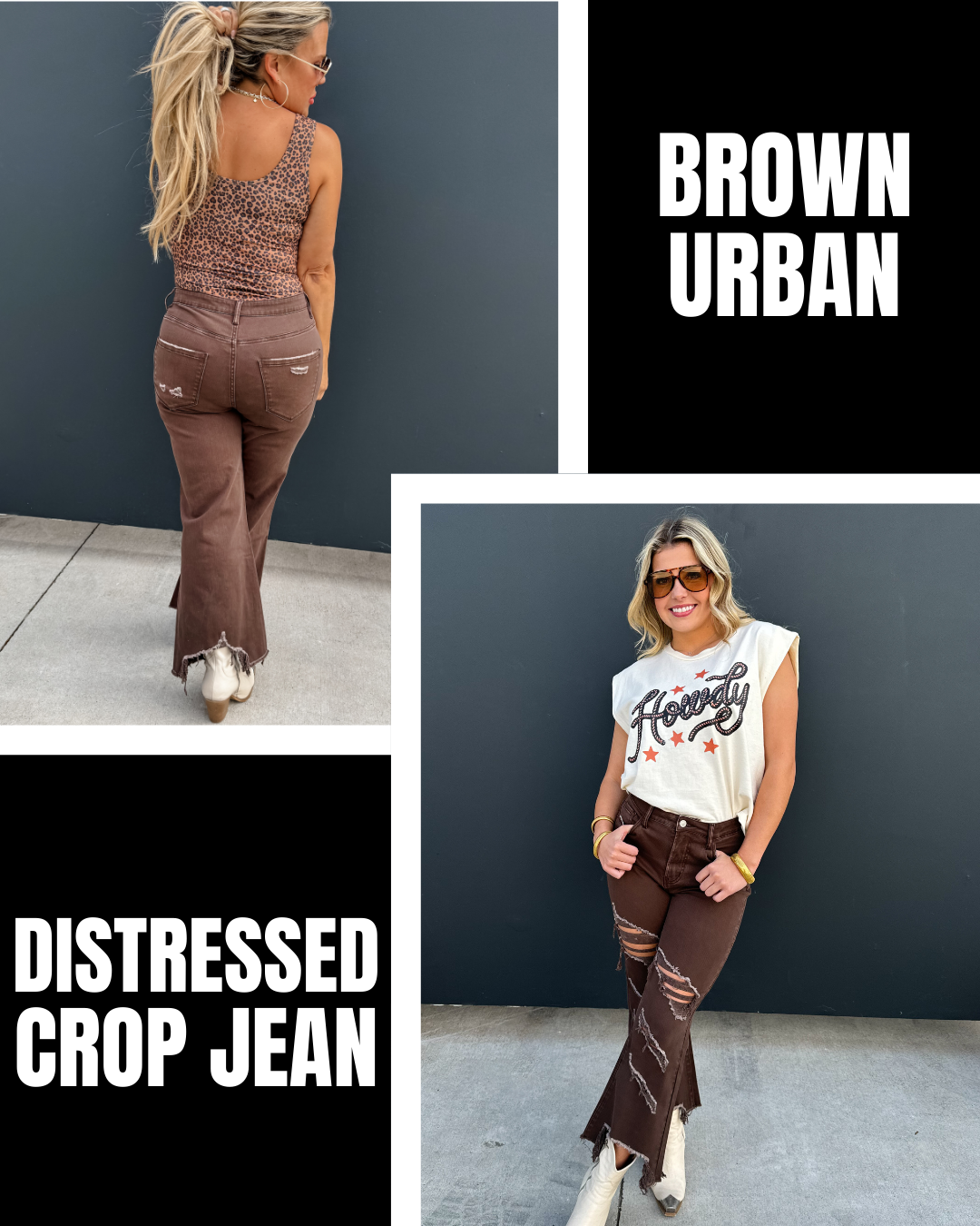 Pre Order: Brown Urban Distressed Crop Jean