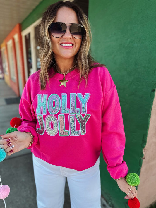 Holly Jolly Sequin Graphic Sweatshirt