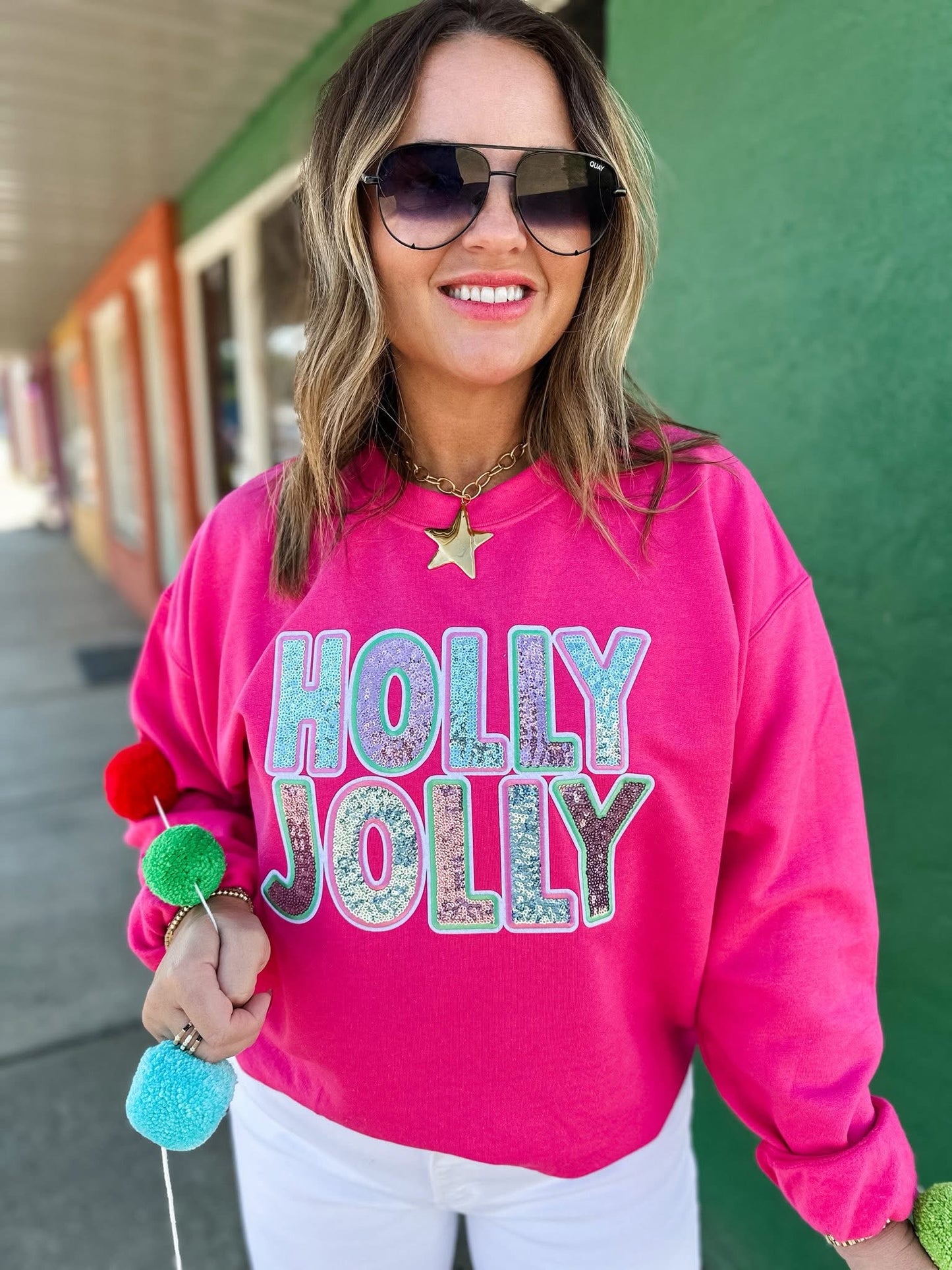 Holly Jolly Sequin Graphic Sweatshirt