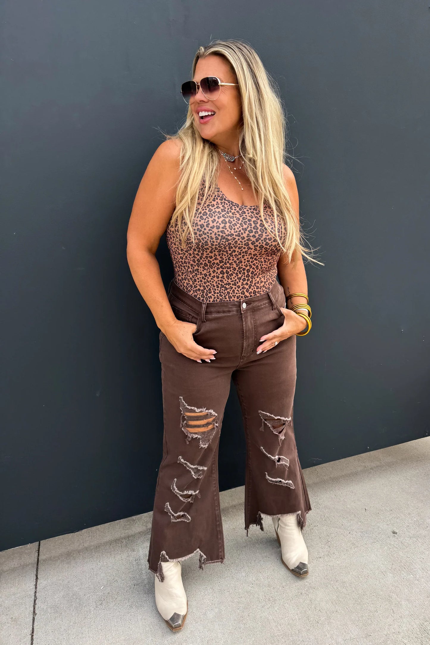 Pre Order: Brown Urban Distressed Crop Jean