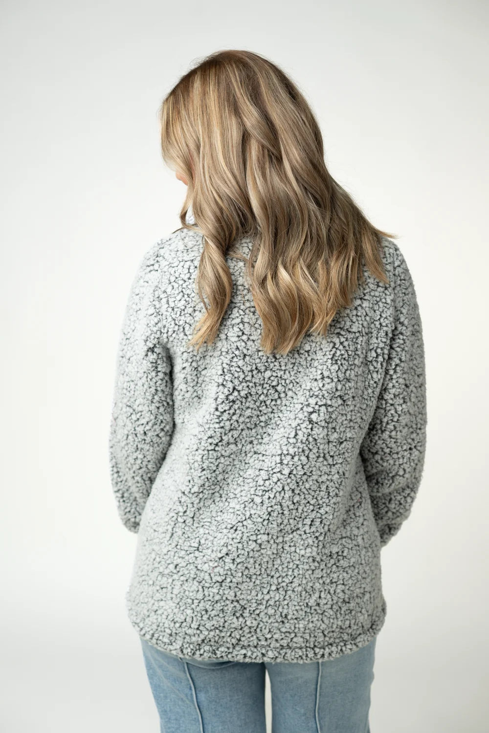 Charcoal and White two-tone full zip sherpa