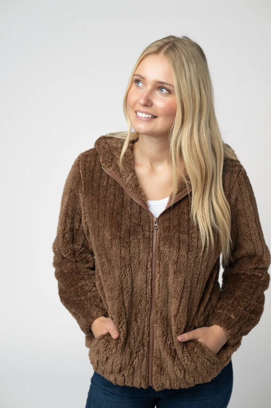 Mocha cozy zip up sherpa