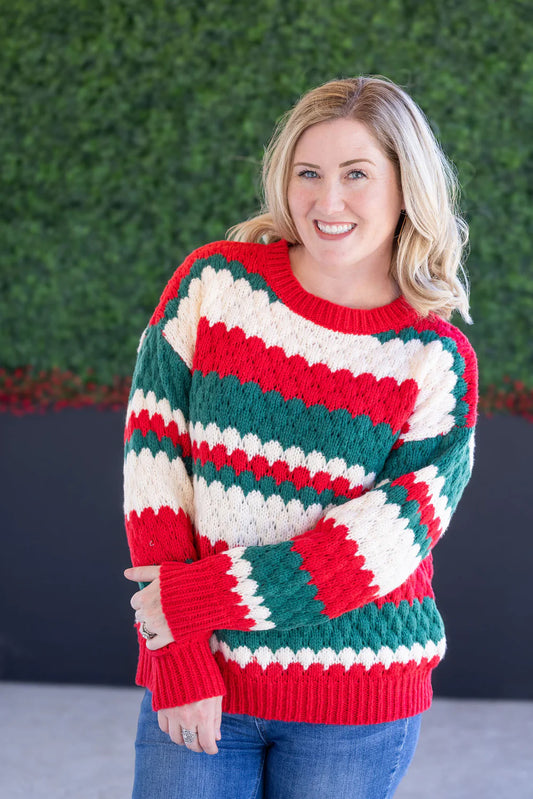 Christmas Stripes Knit Sweater - almost gone!