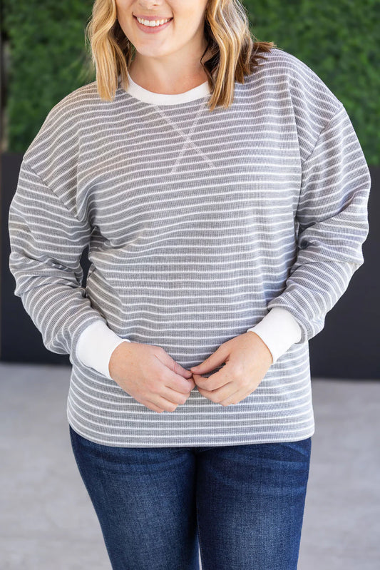 Lola Grey Striped Thermal Top