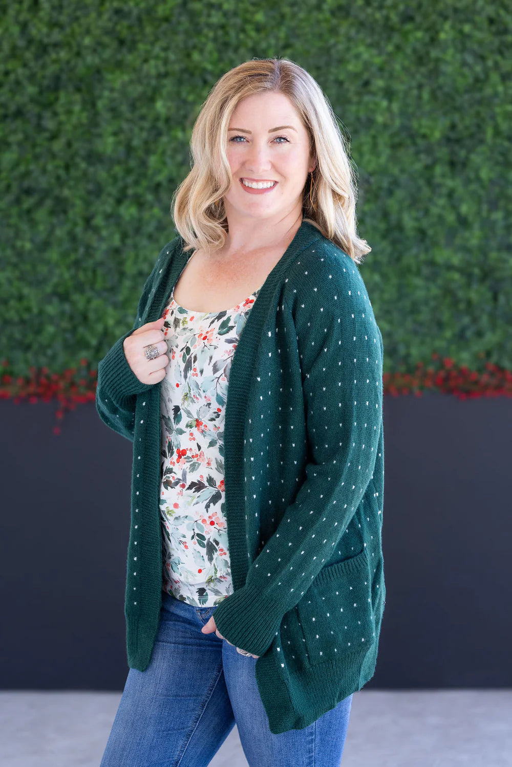 Forest Green Cardigan Sweater