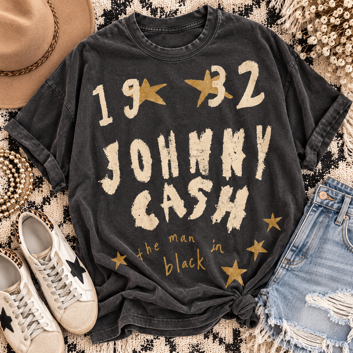 Cash Vintage Star Design Graphic Tee or Sweatshirt