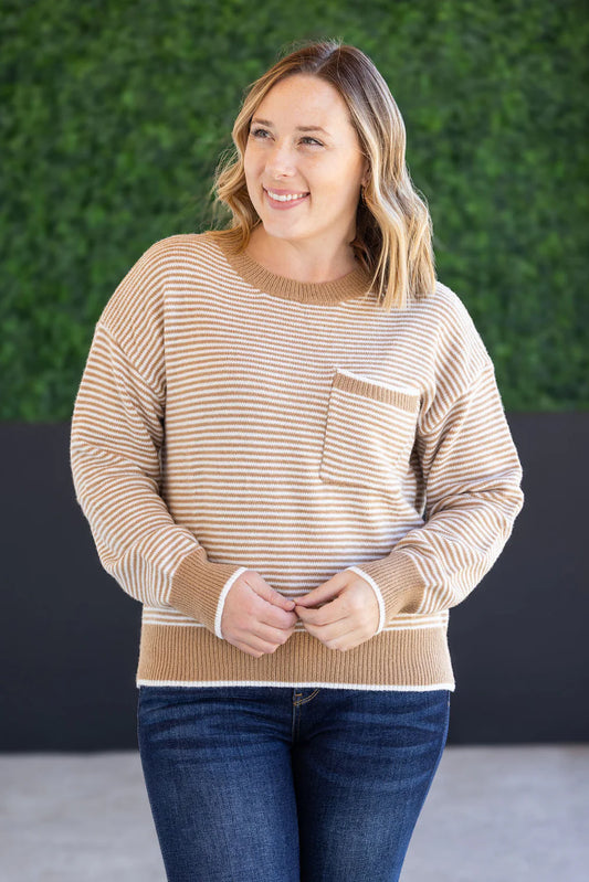 Tan Striped Knit Sweater