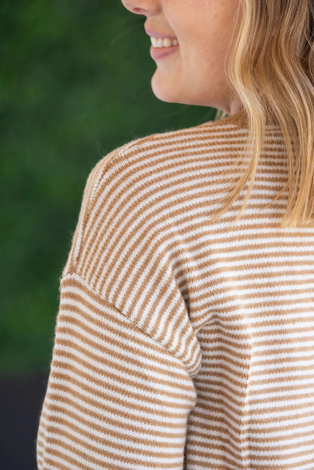 Tan Striped Knit Sweater