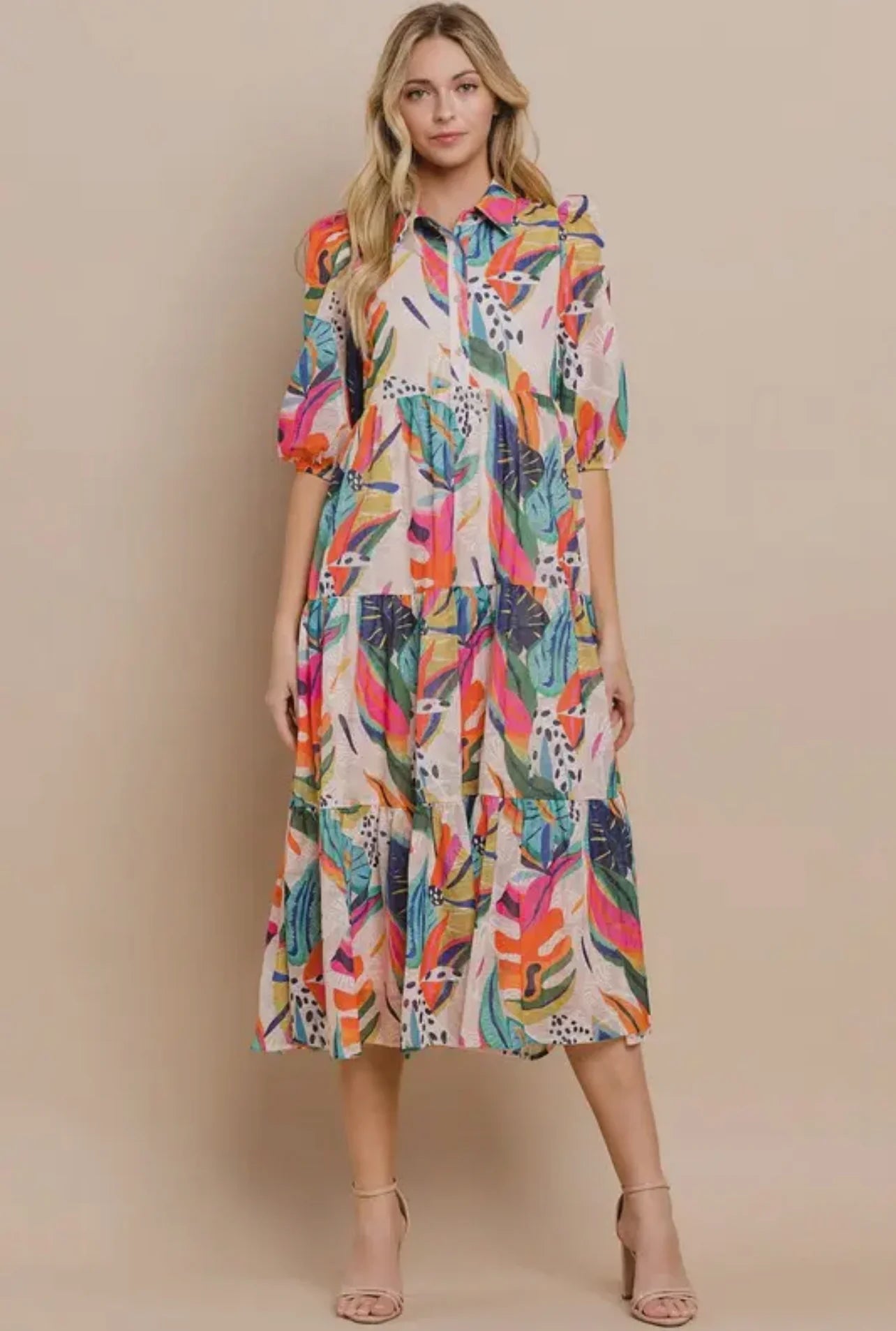 Multi Floral Midi Dress