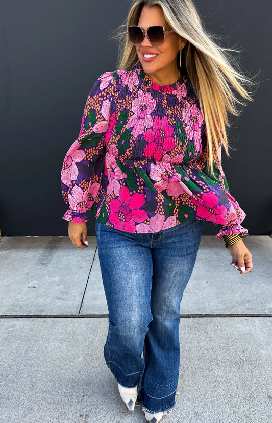 Winter In Full Bloom Peplum Top