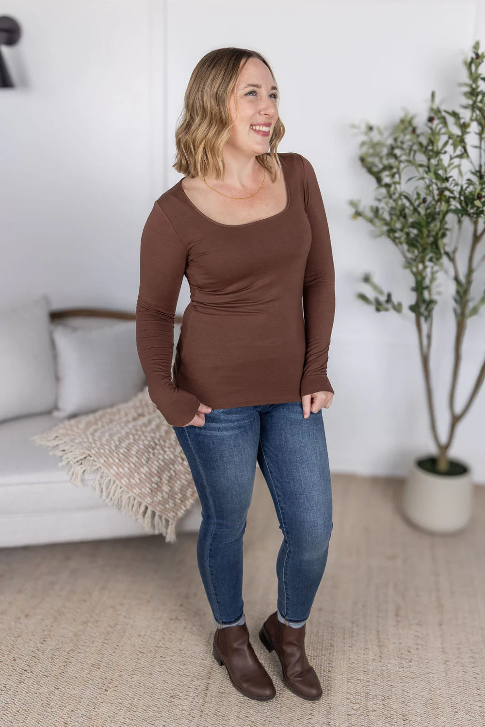 Brown Long Sleeve Top
