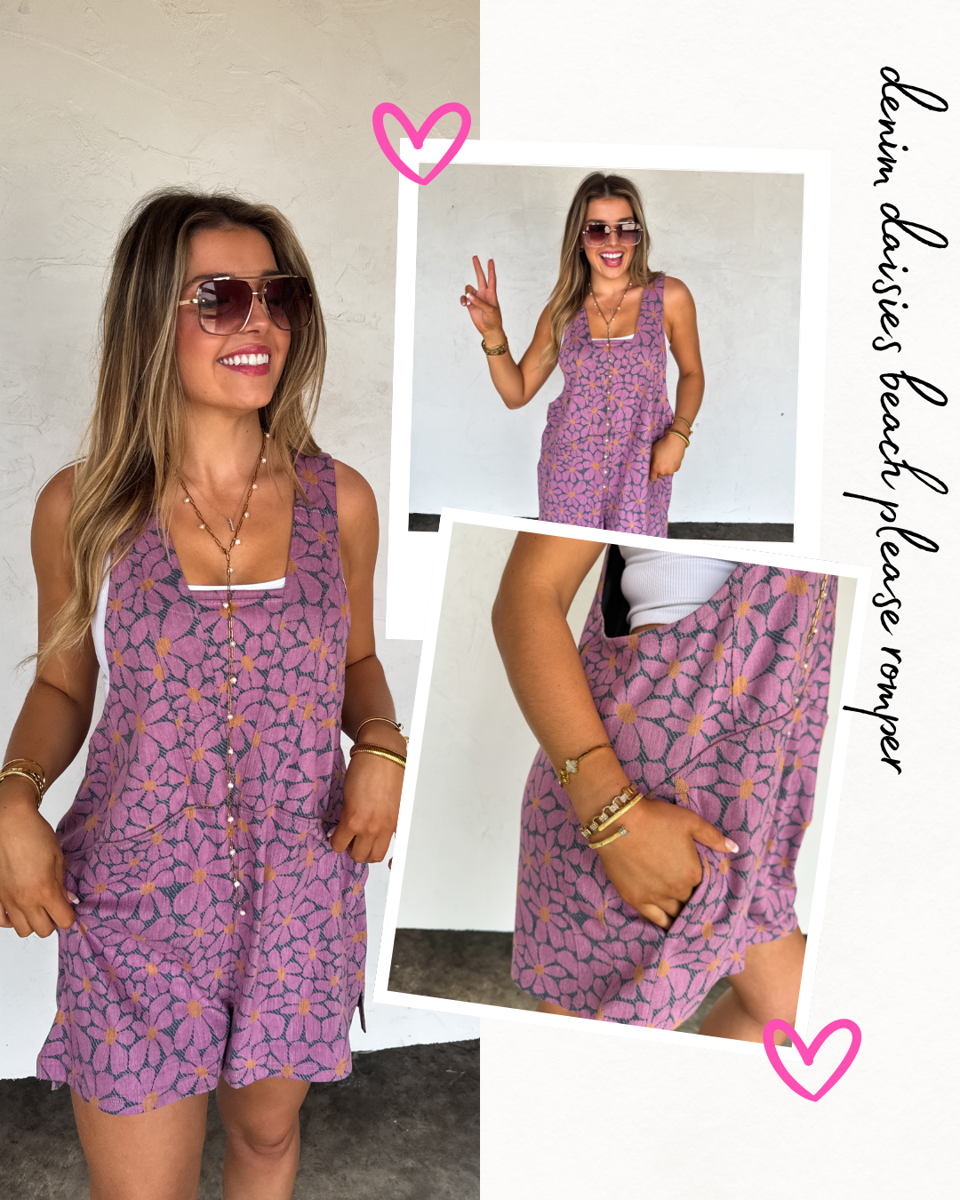 Pre Order: Denim Daisies Beach Please Romper