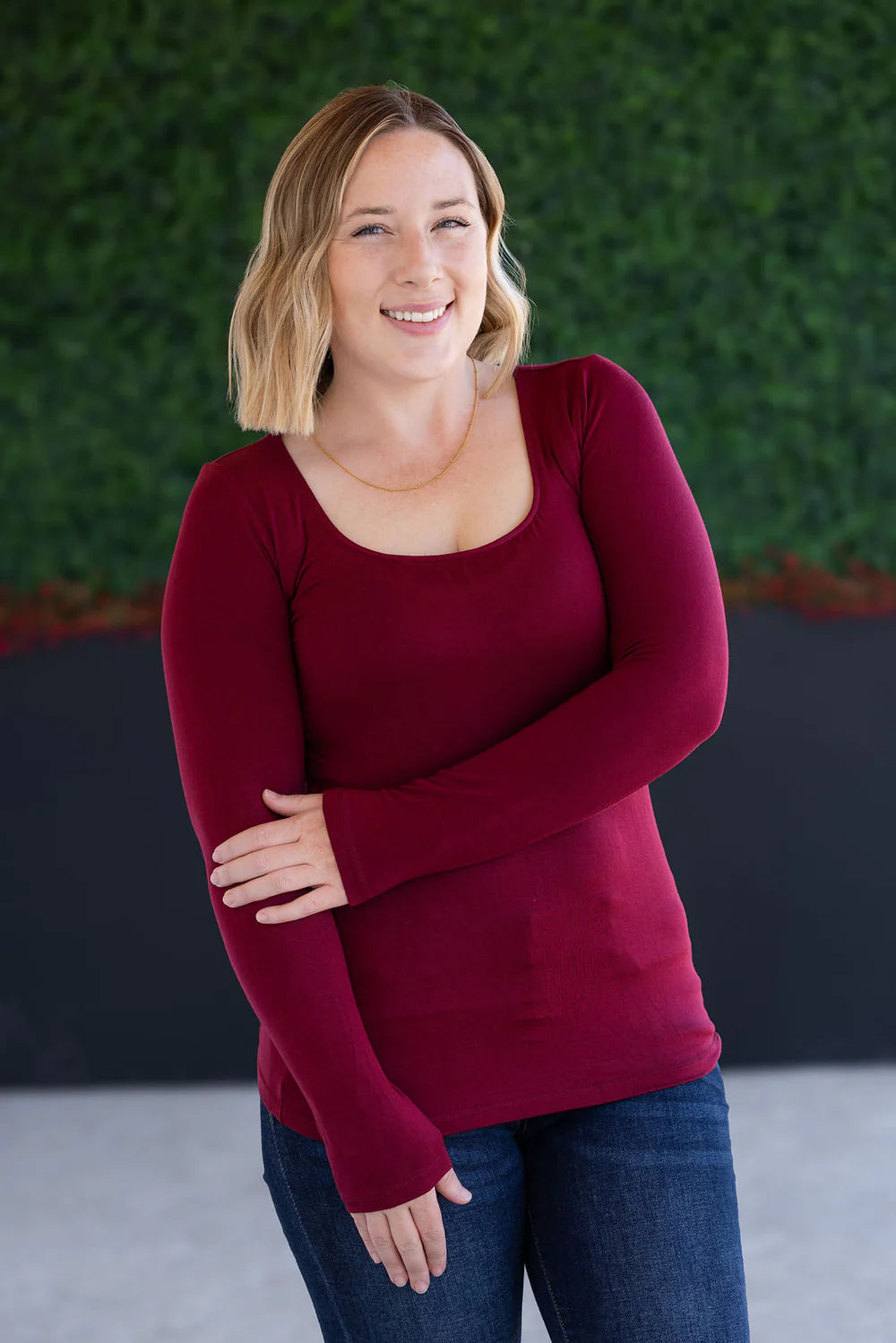 Burgundy Long Sleeve Top