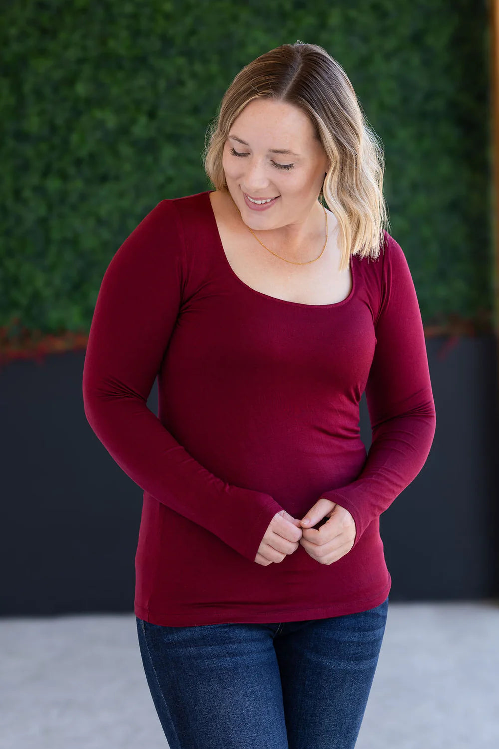Burgundy Long Sleeve Top