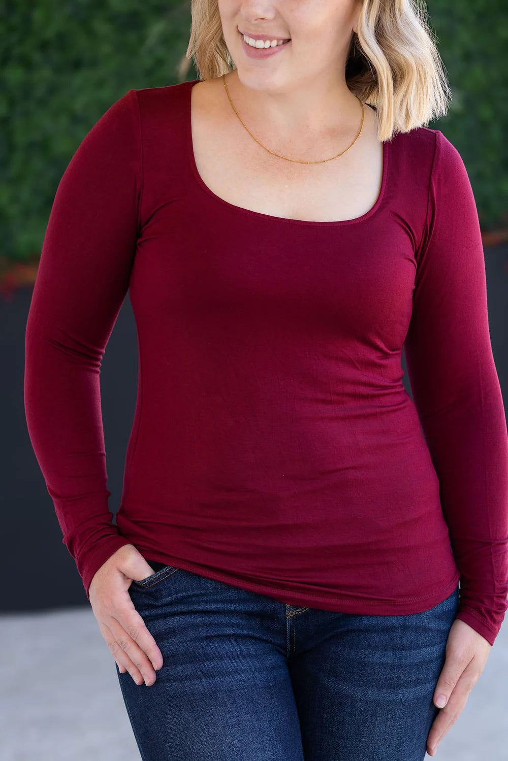 Burgundy Long Sleeve Top