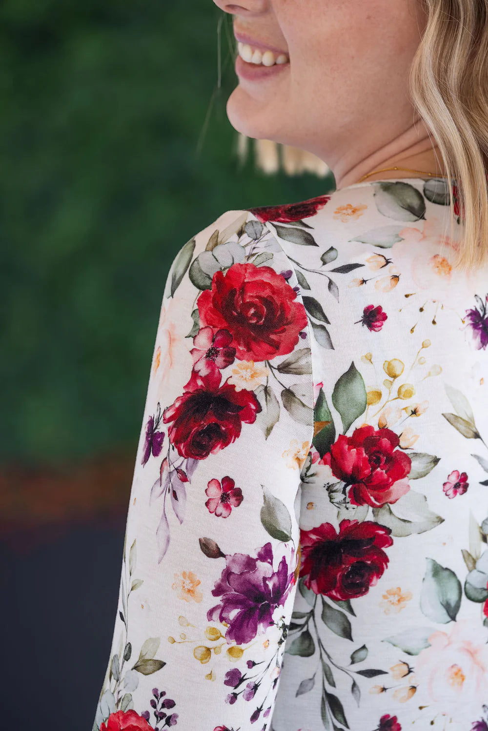 Burgundy Floral Long Sleeve Top