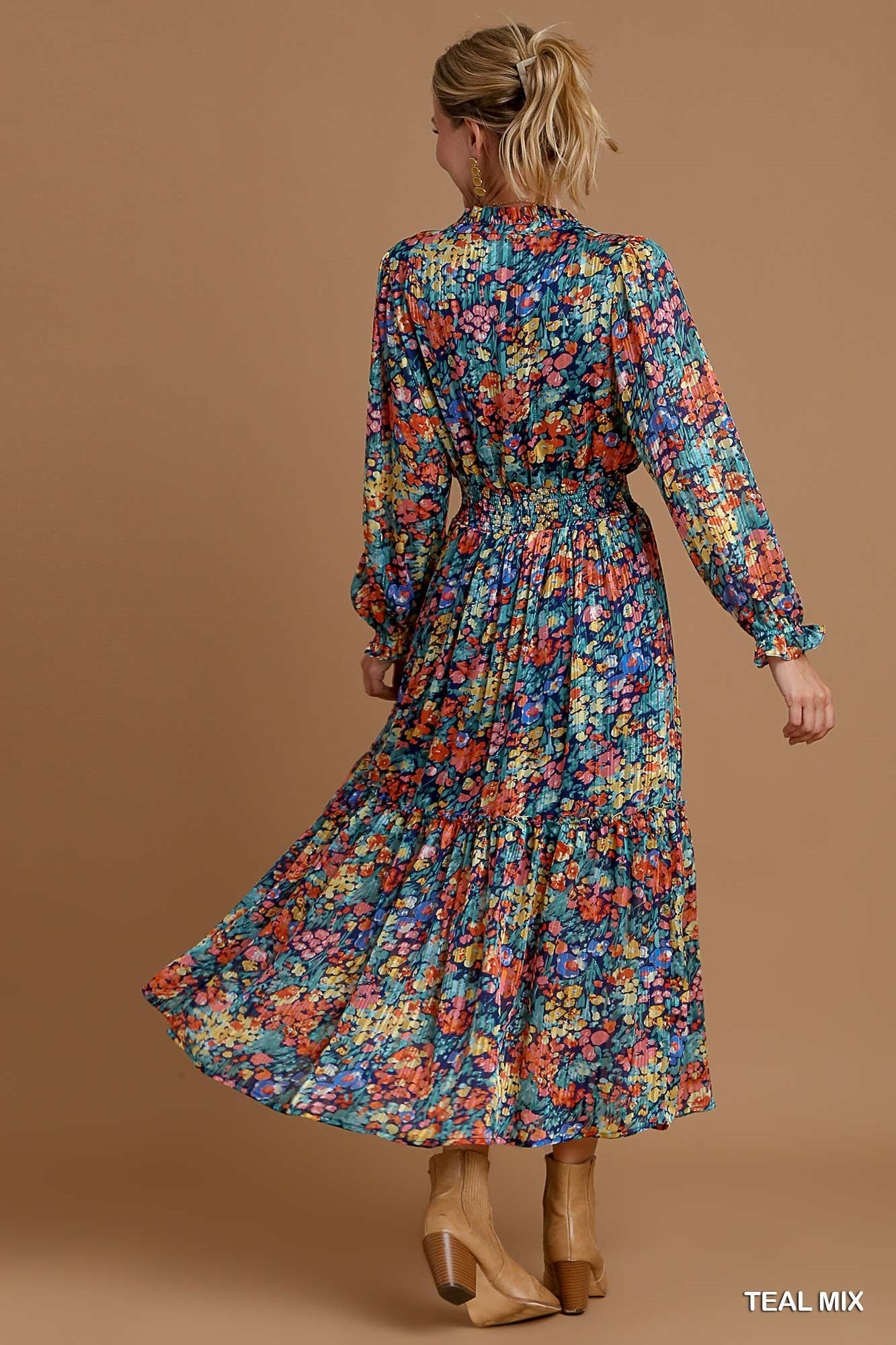 Teal Floral Maxi Dress