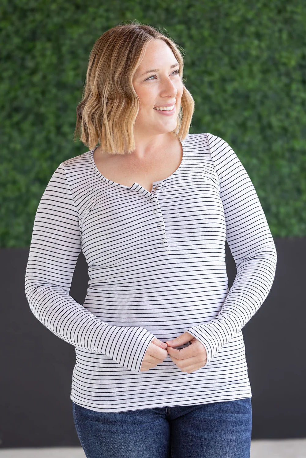 White Striped Long Sleeve Top