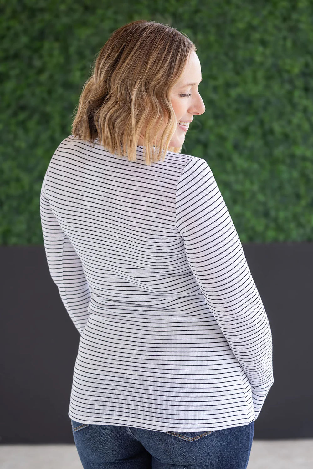 White Striped Long Sleeve Top