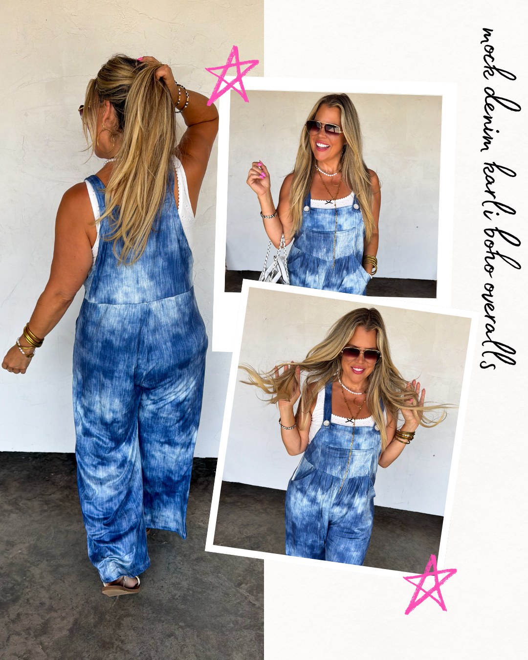 Pre Order: Mock Denim Boho Overalls