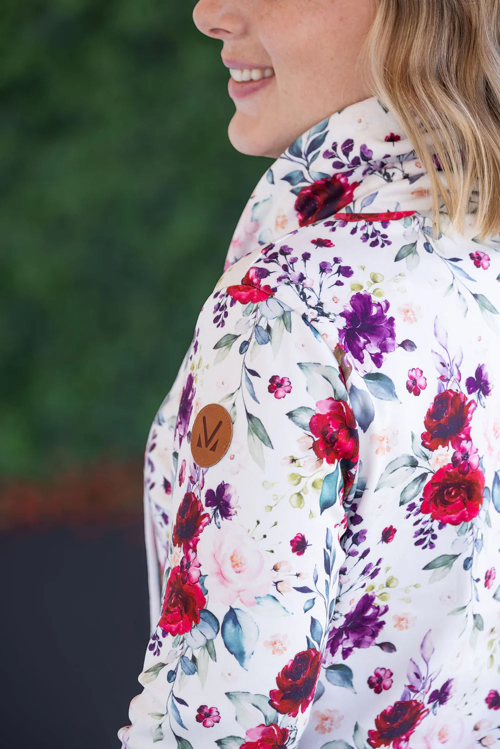 Burgundy Floral Soft Funnel Neck