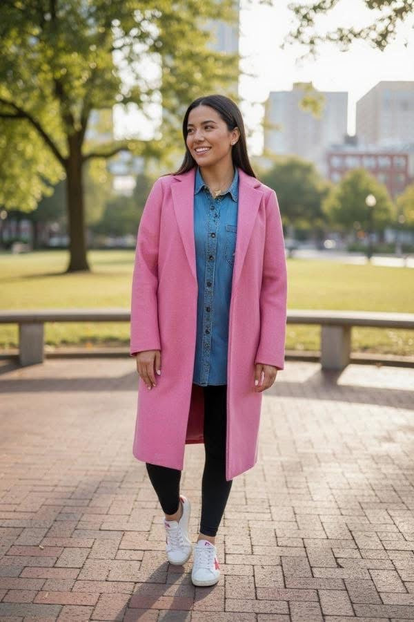 Pink Mid-Length Coat