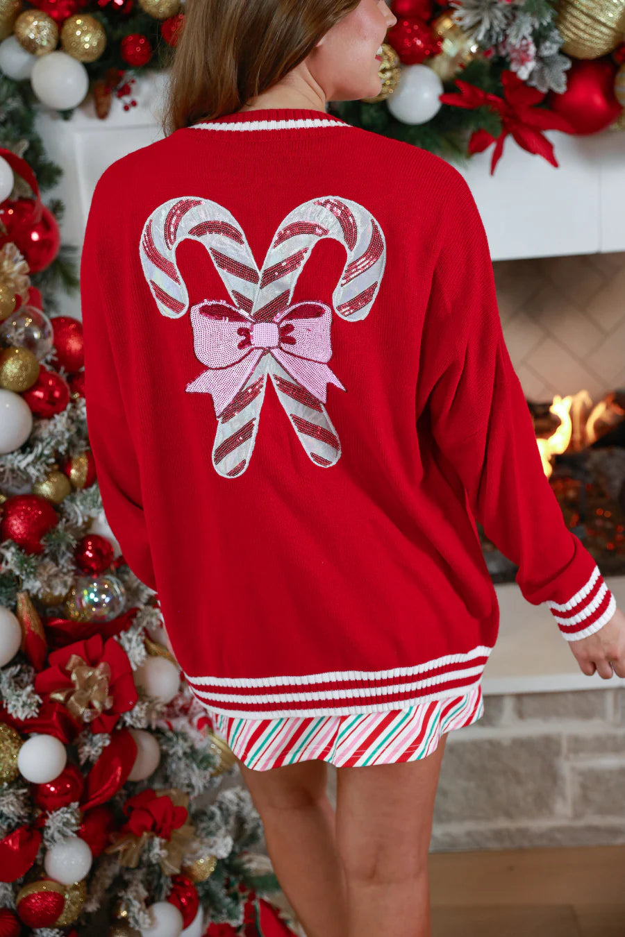 Candy Cane Long Cardigan