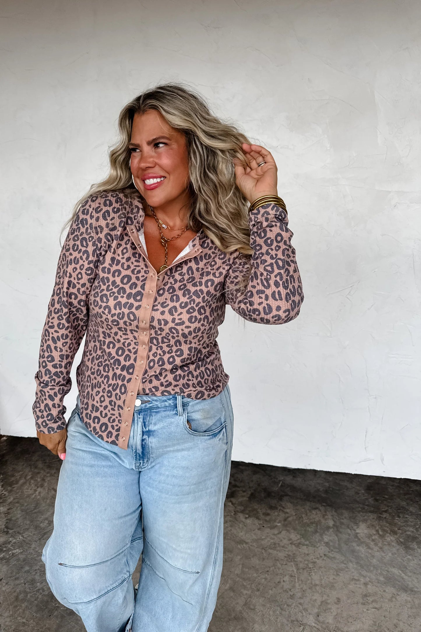 Pre Order - Kori Snap Button Waffle Top