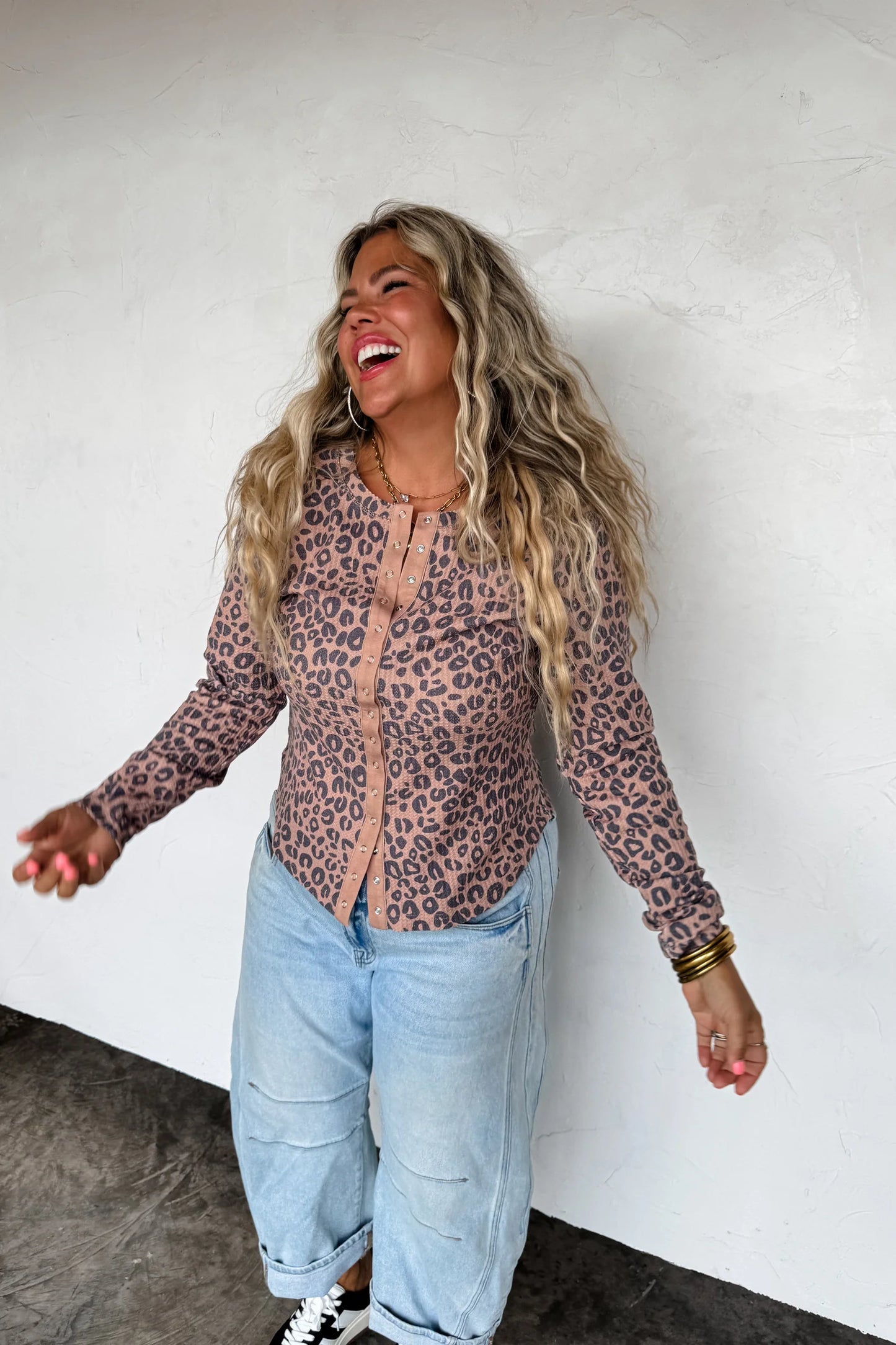 Pre Order - Kori Snap Button Waffle Top