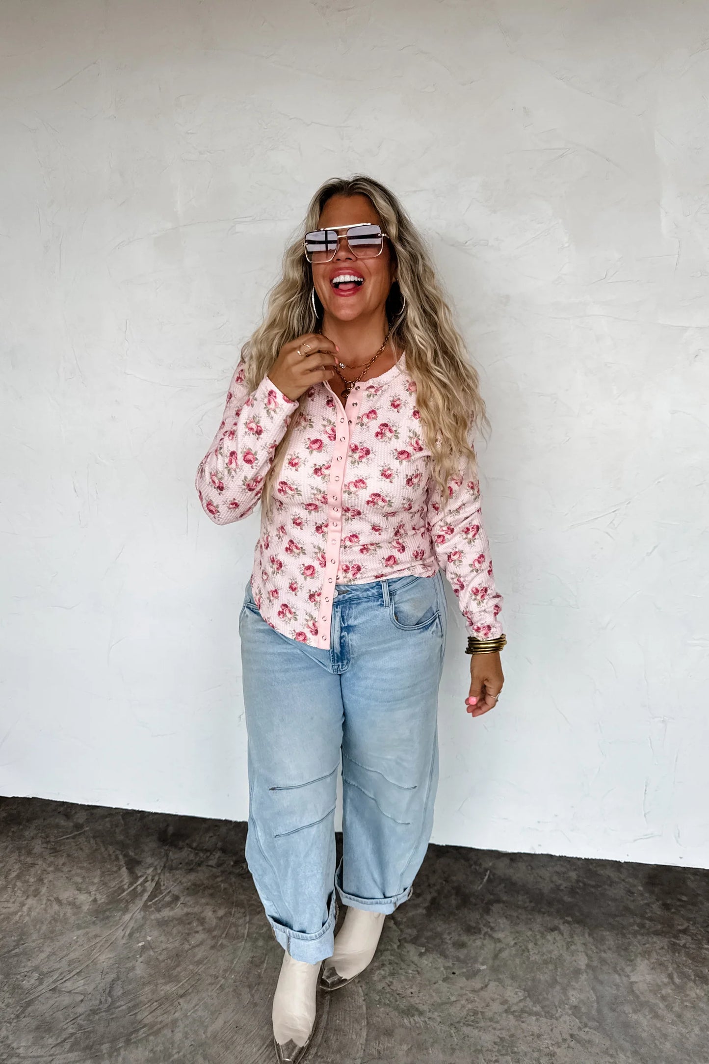 Pre Order - Kori Snap Button Waffle Top