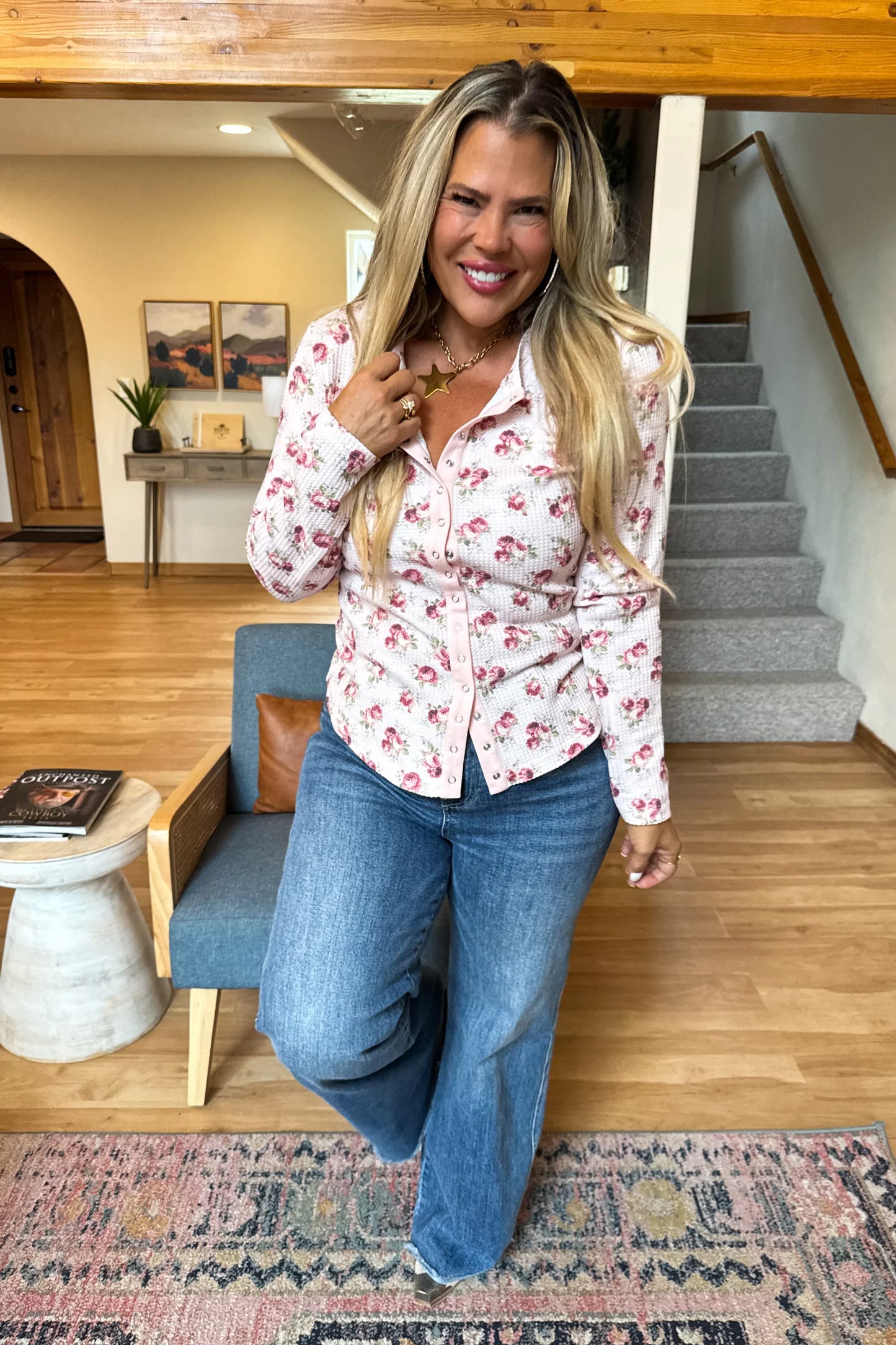 Pre Order - Kori Snap Button Waffle Top