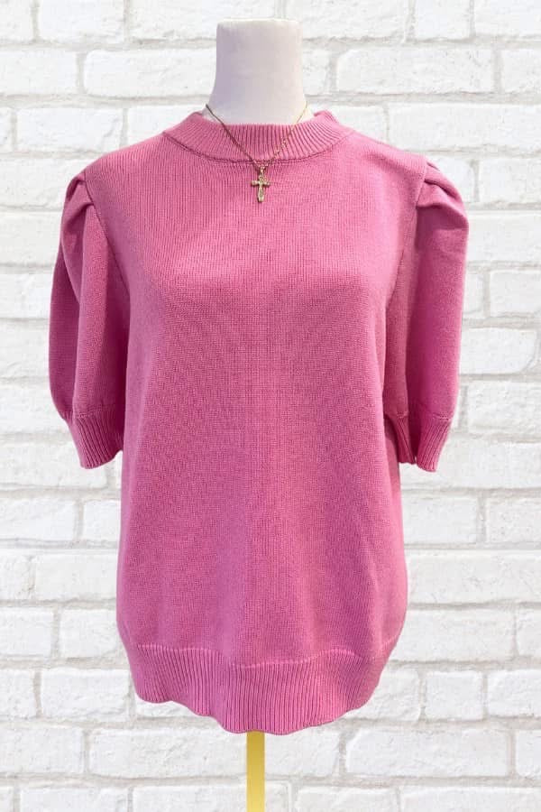 Cameron Pink Puff Sleeve Sweater