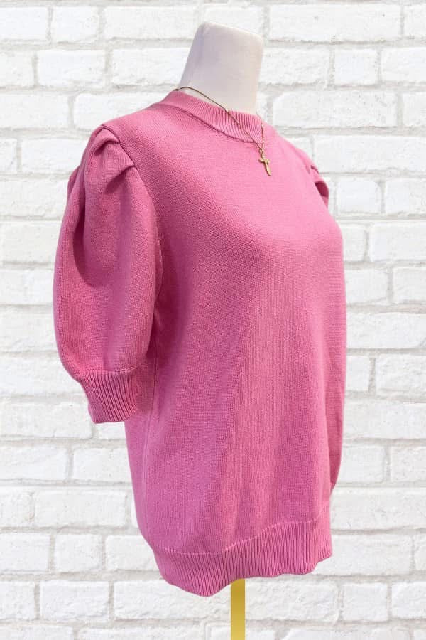 Cameron Pink Puff Sleeve Sweater