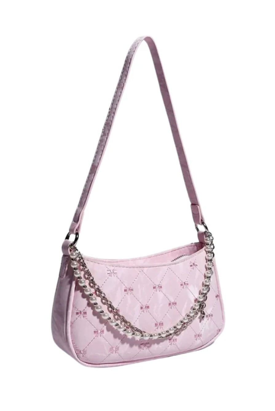 Cora Pink Bow Print Shoulder Bag