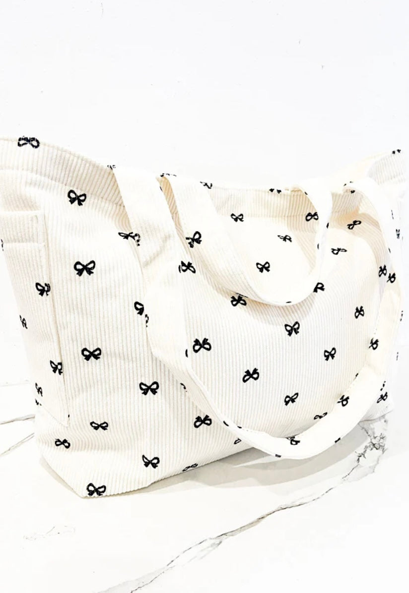 Brittany Cream Bow Tote Bag