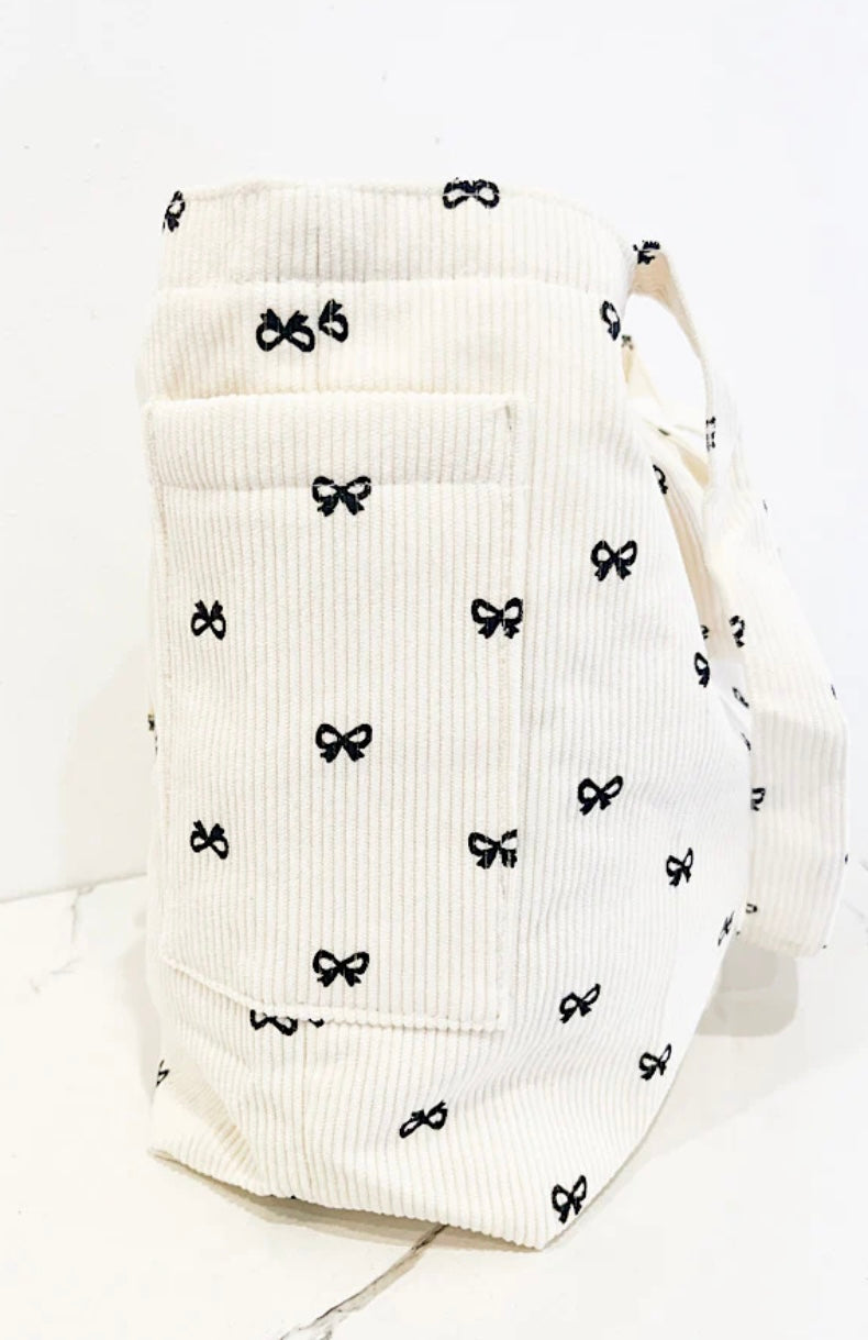 Brittany Cream Bow Tote Bag