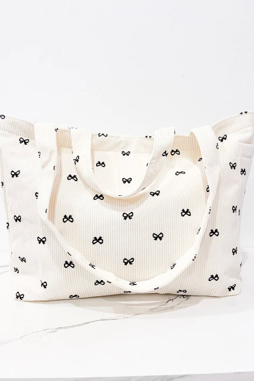 Brittany Cream Bow Tote Bag