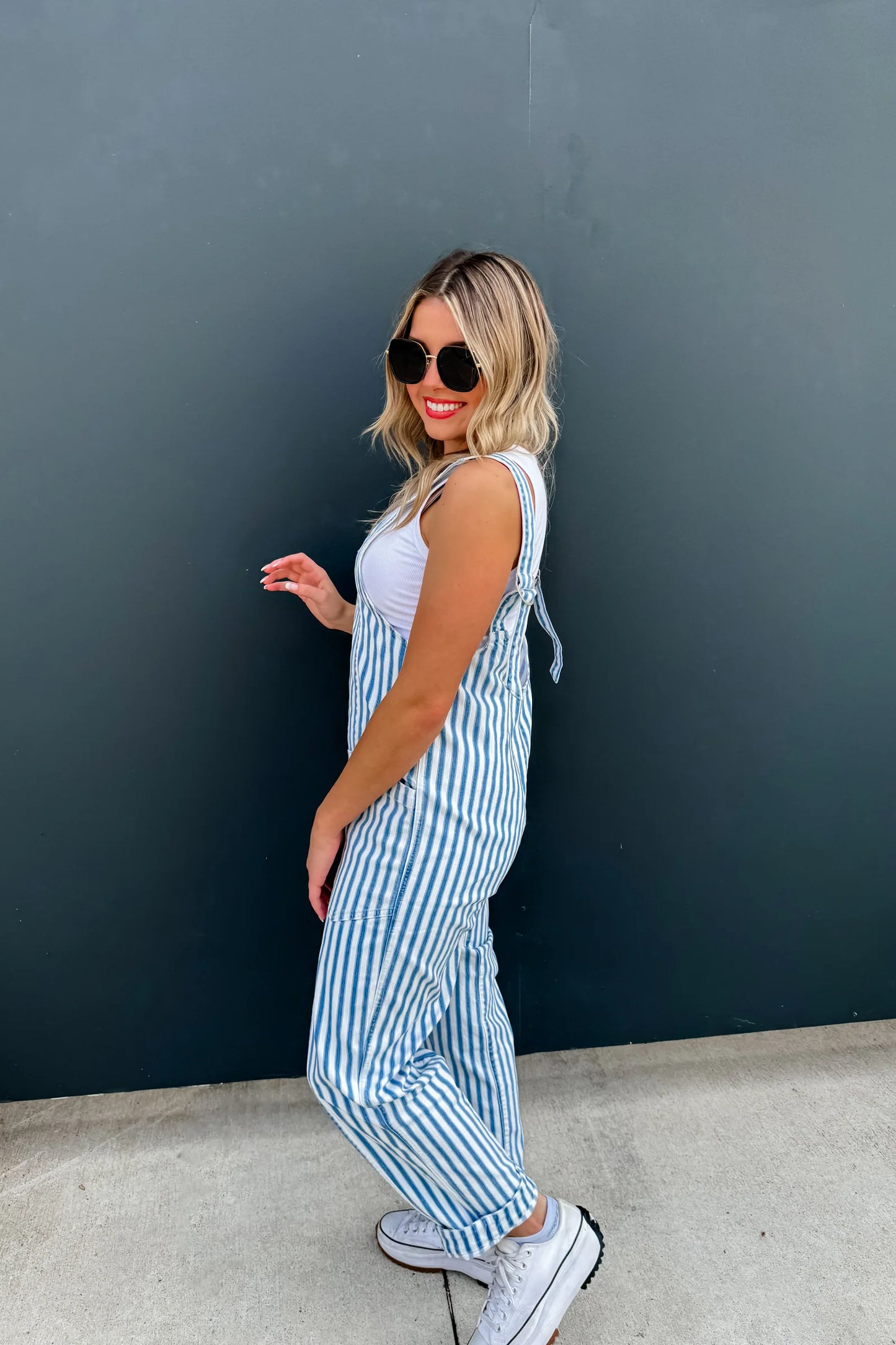 Pre Order: Blue Stripe Britte Romper Overalls