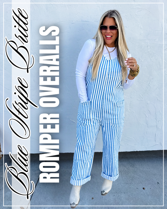 Pre Order: Blue Stripe Britte Romper Overalls