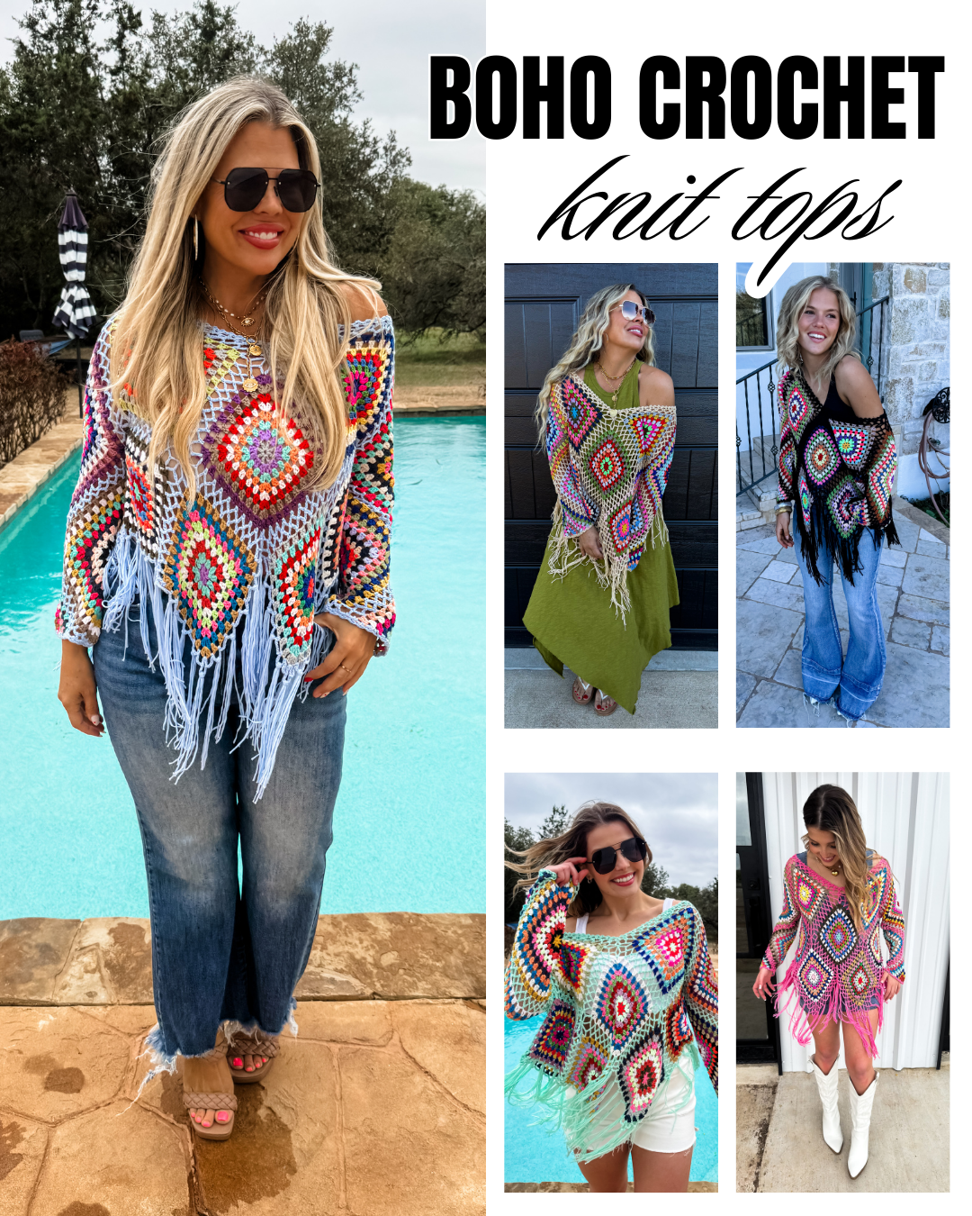 Pre Order: Boho Crochet Knit Tops