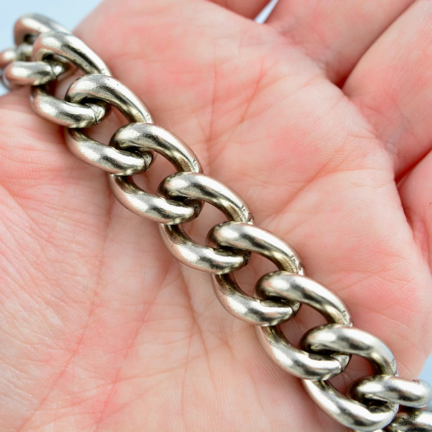Silver Curb Chain Bracelet with Puffy Heart Pendant