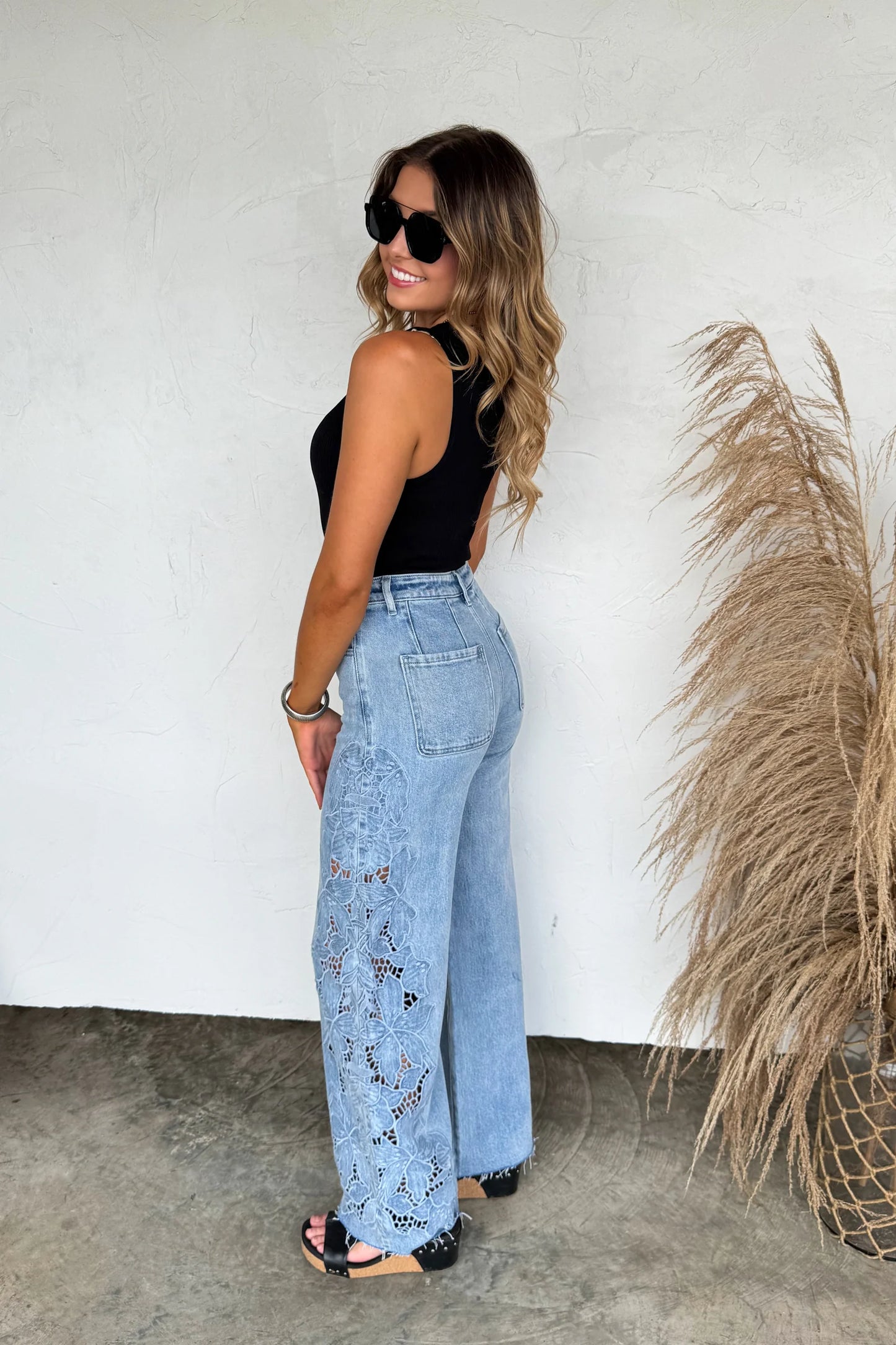 Pre order: Floral Charm Wide Leg Jean