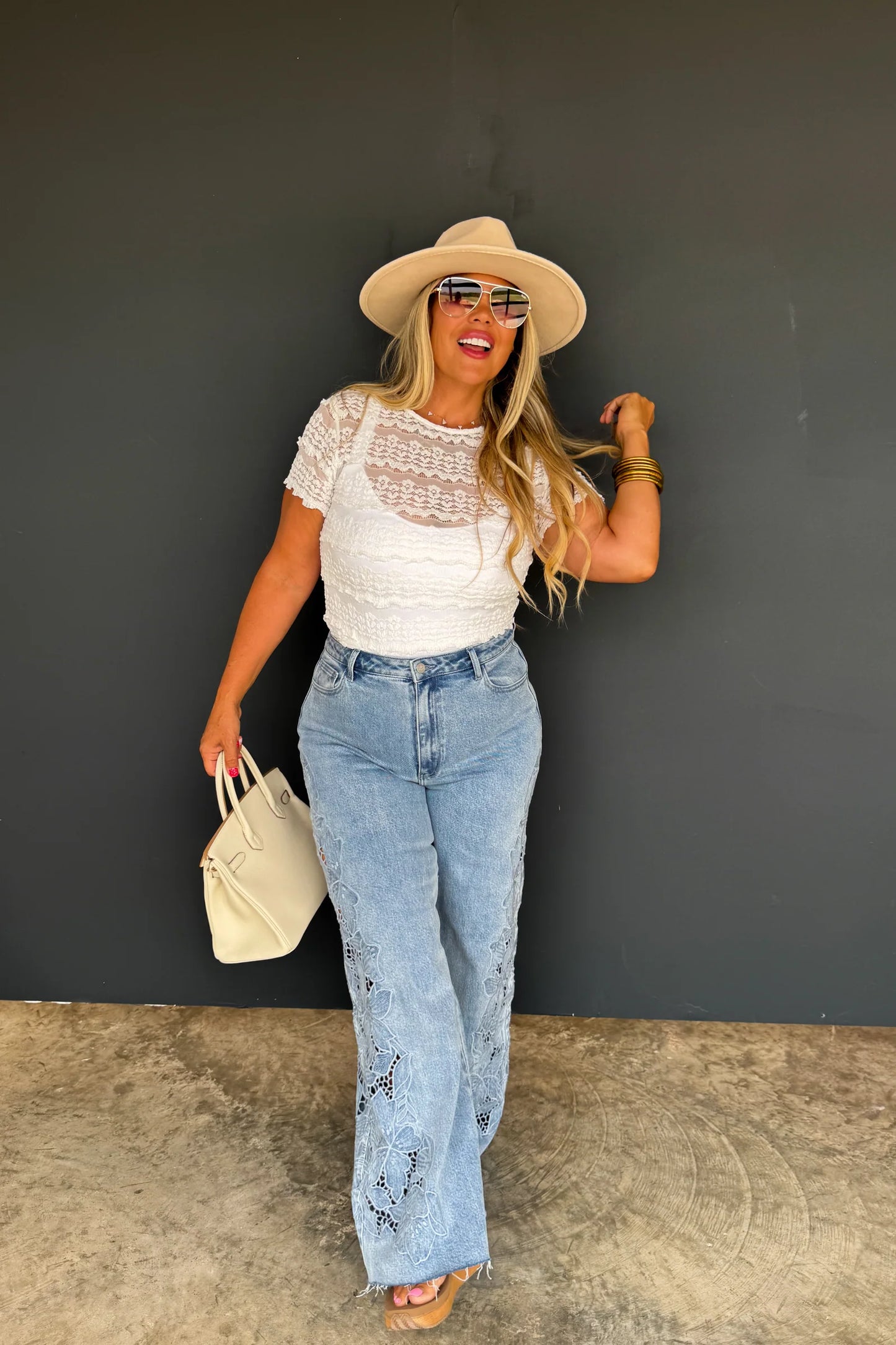 Pre order: Floral Charm Wide Leg Jean