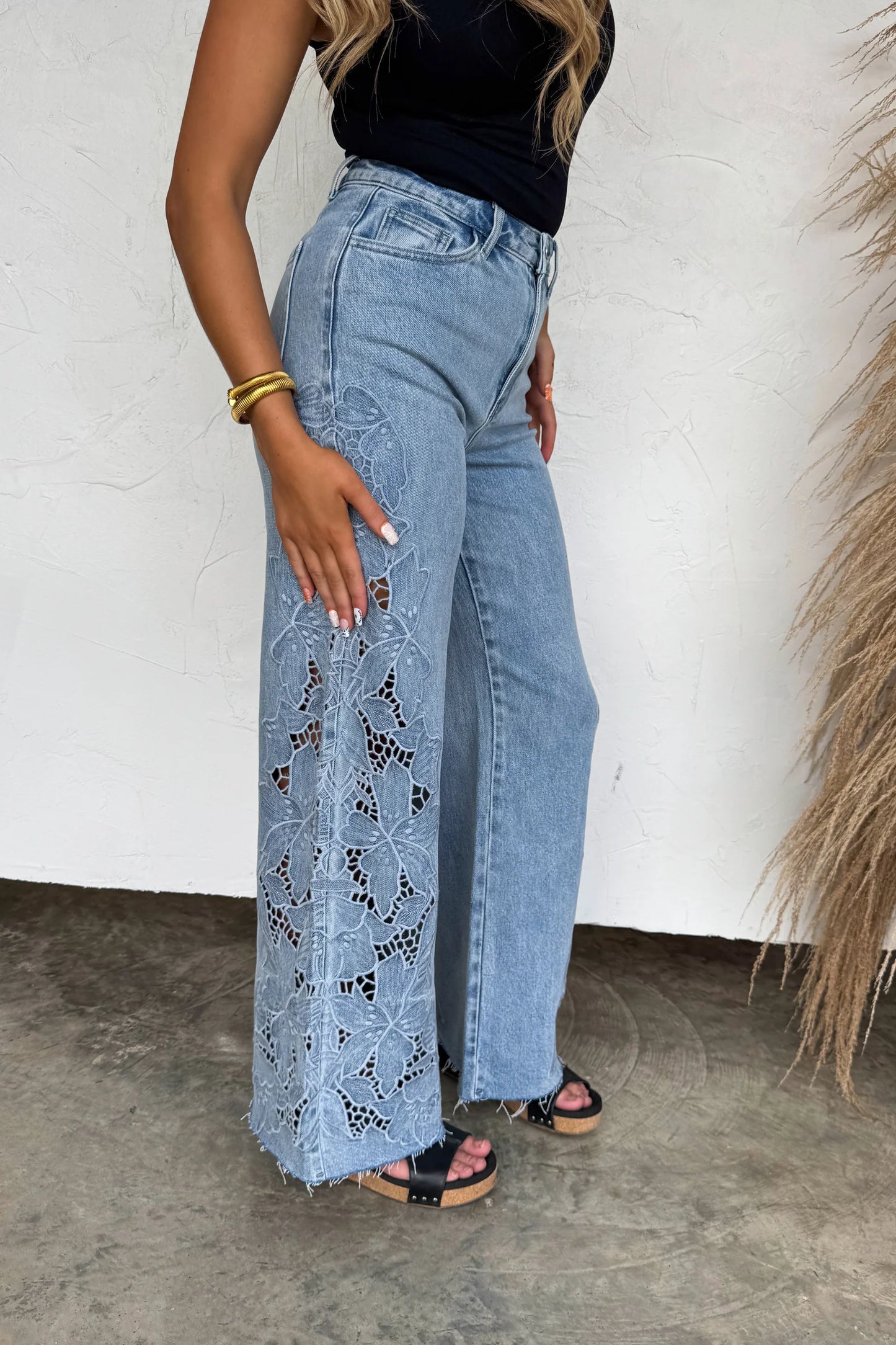 Pre order: Floral Charm Wide Leg Jean