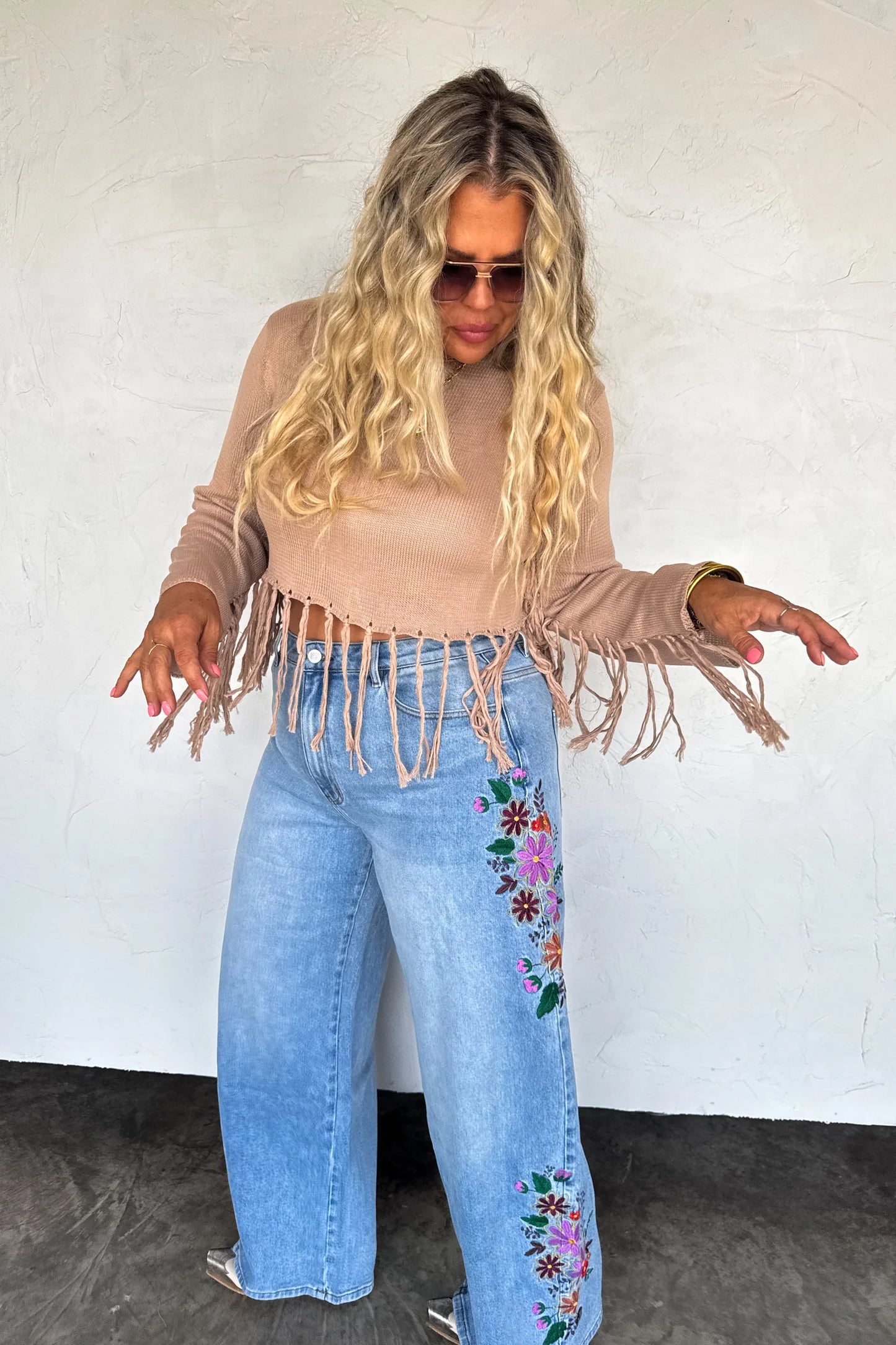 Pre order: Evie Floral Embroidered Jean **Limited Quantities**