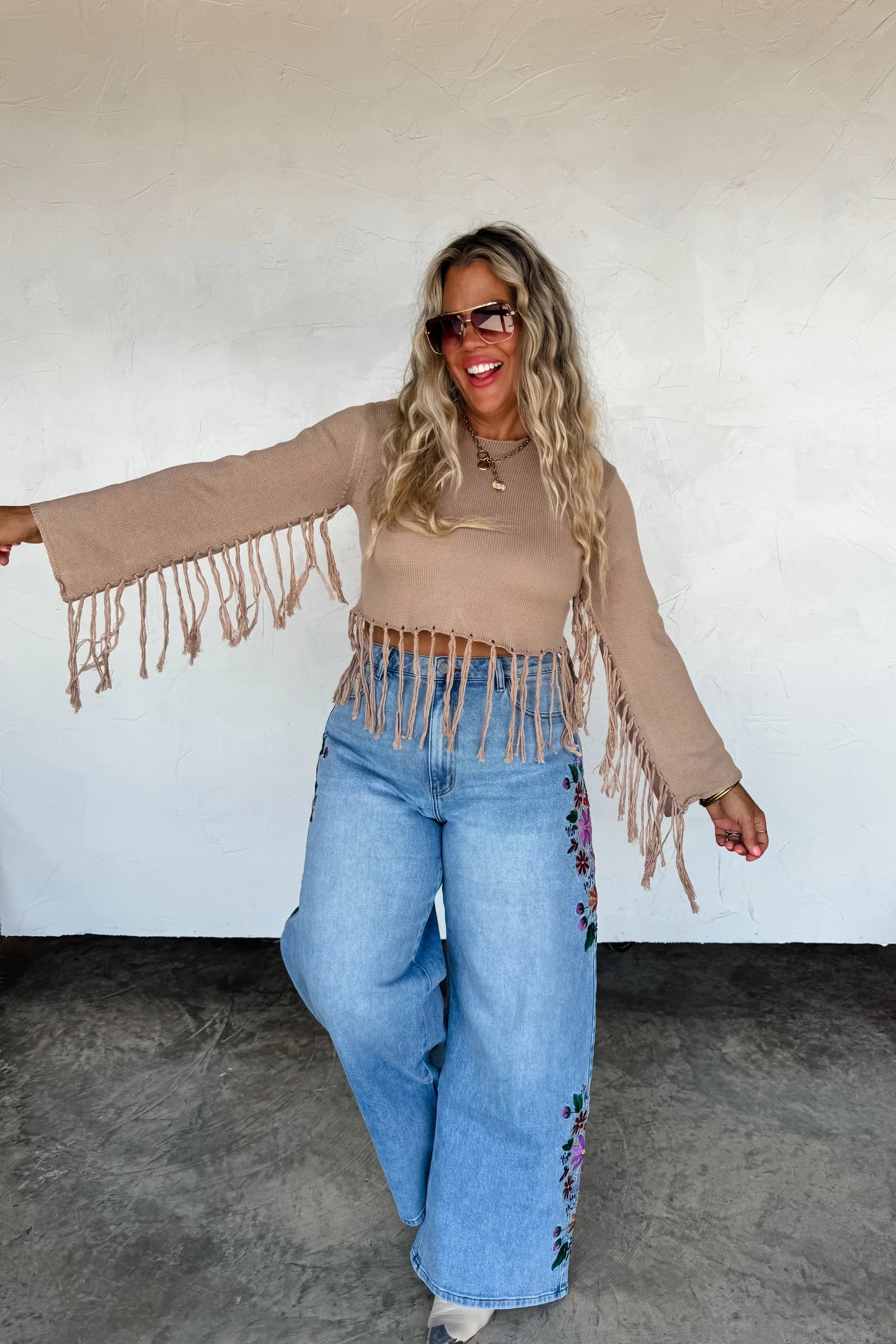 Pre order: Evie Floral Embroidered Jean **Limited Quantities**