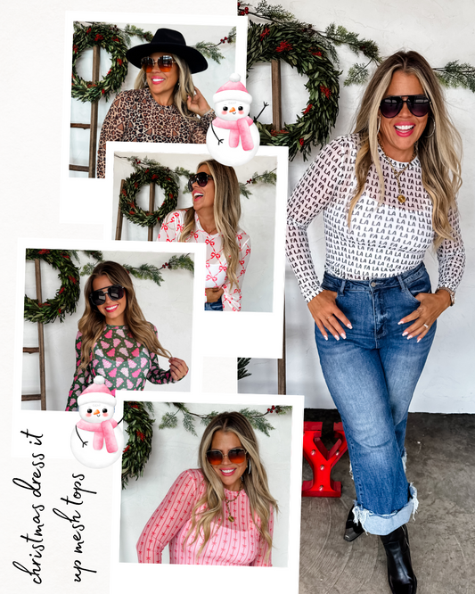 Pre Order: Christmas Dress It Up Mesh Tops
