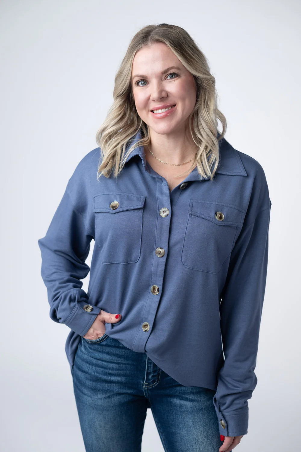 Brianna Button Down Top - Denim