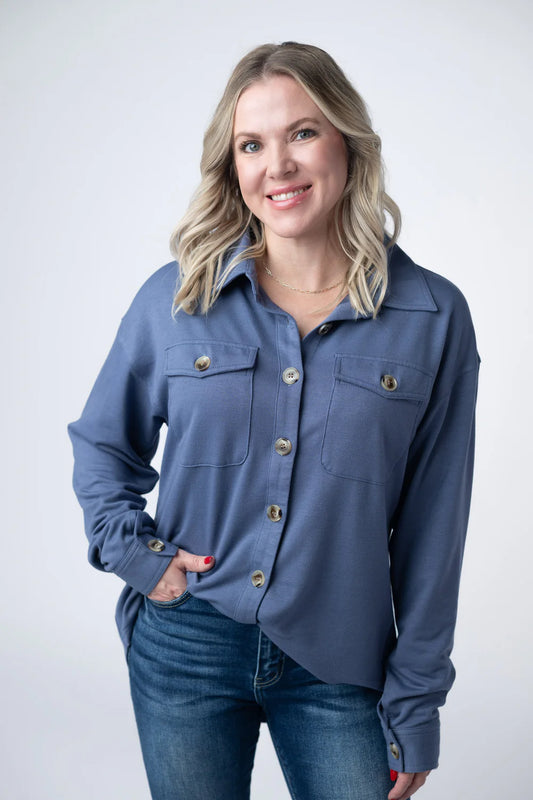 Brianna Button Down Top - Denim